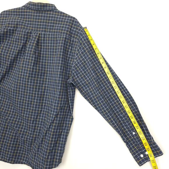 Croft & Barrow Window Pane Plaid Button Down Shirt Easy Care Men XL Blue Yellow - Picture 7 of 12